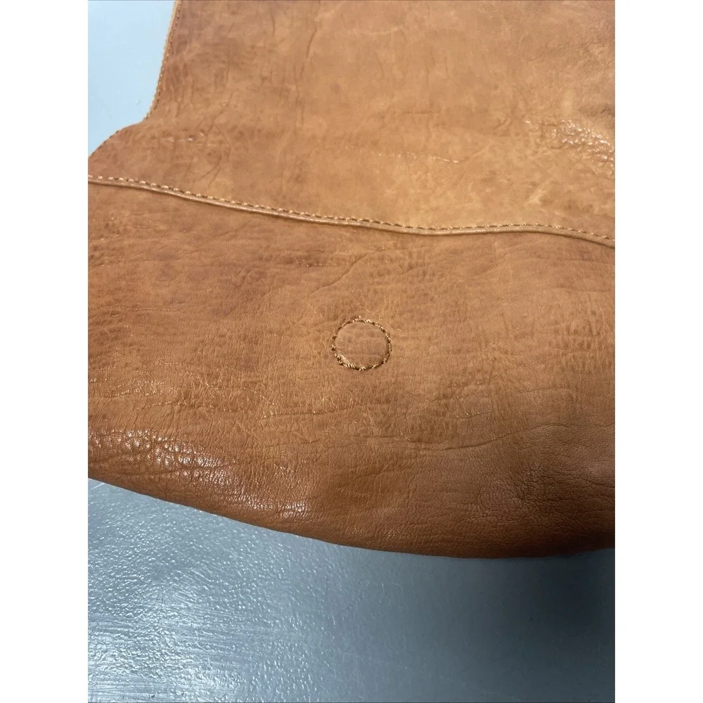 Gap Tan Leather Fold over Clutch Purse Y2K